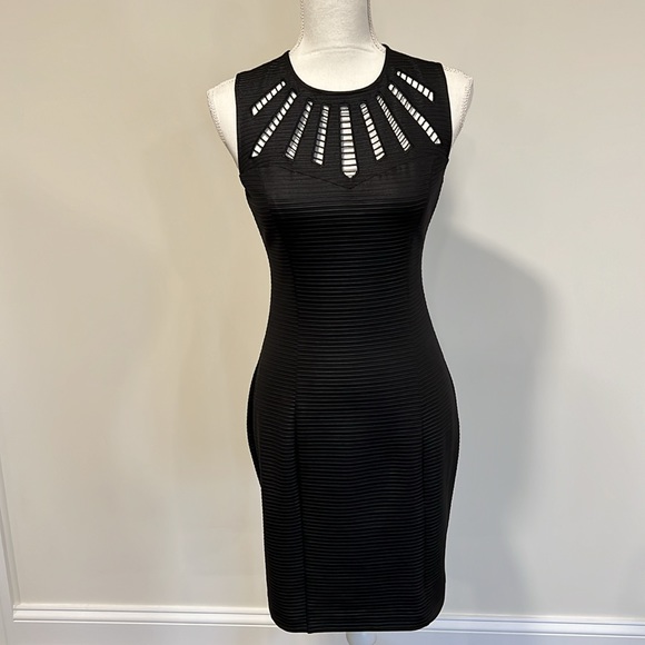 Guess Los Angeles Black Sleeveless Dress Ribbed with Cut Outs Size 4 - Picture 2 of 10